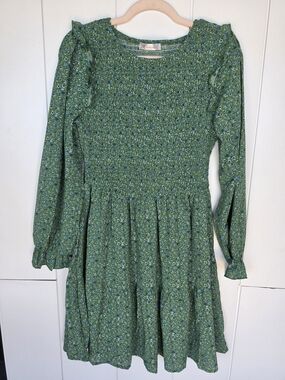 Kirundo Green Floral Smocked Midi Dress
